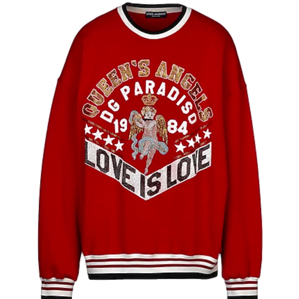 Dolce Gabbana Mens Sweatshirt Glass Beaded Angel
